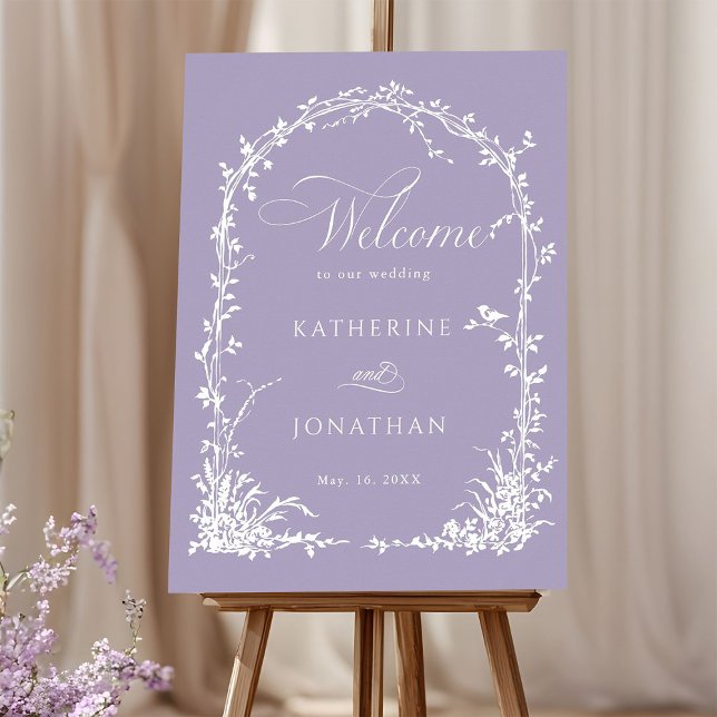 Poster  Botanical Arch Garden Lavender Wedding Welcome (Criador carregado)