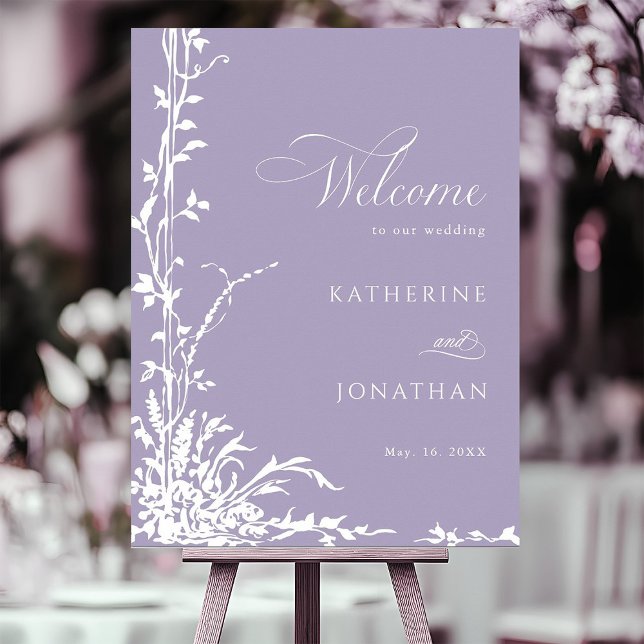 Poster Botanical Arch Garden Lavender Wedding Welcome  (Criador carregado)
