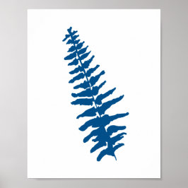 Poster Botanical Blue Fern Plant Watercolor Painting