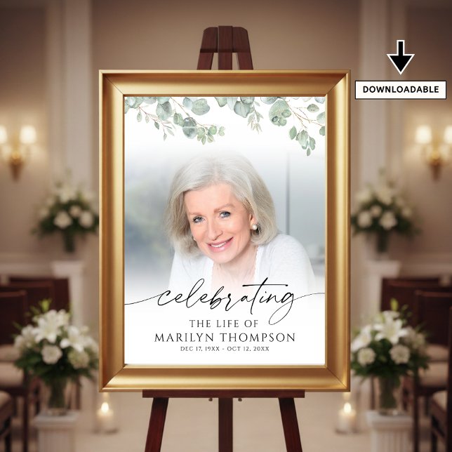 Poster Botanical Celebrating the Life of Photo Memorial (Criador carregado)