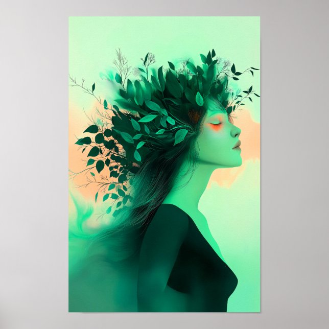 Poster Botanical Emerald Woman Print (Frente)
