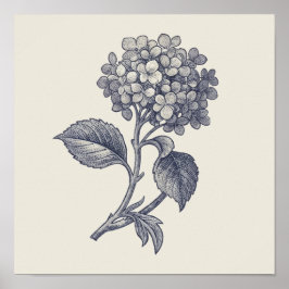 Poster Botanical Toile | Hydrangea Vignette
