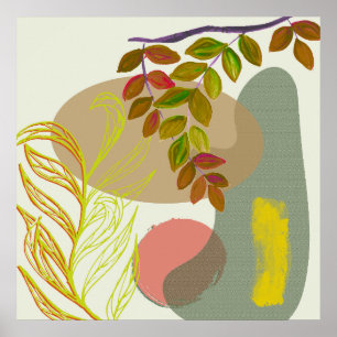 Poster Botânico Boho Amarelo Verde