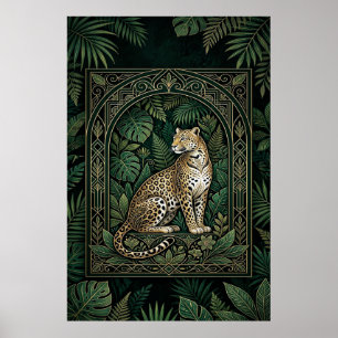 Pôster Botânico Boho Leopardo   Arte de Linha Dour