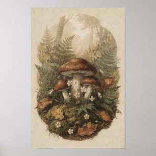 Poster Botânico de Floresta de Cogumelos Florestai