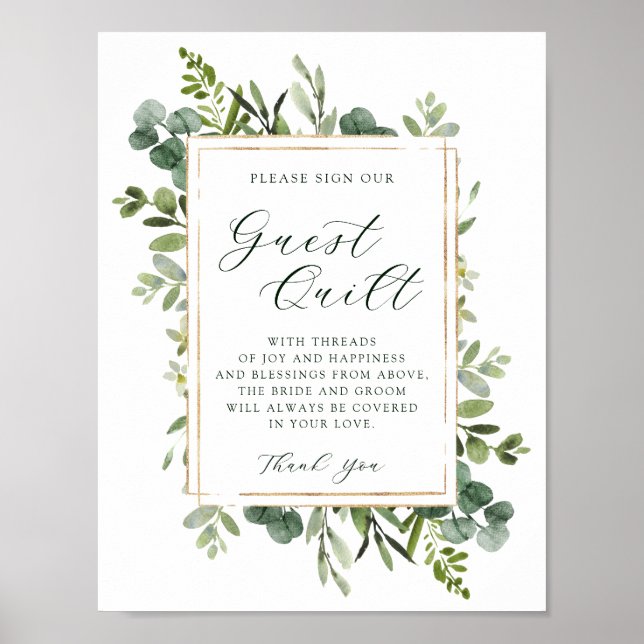 Poster Botânico Greenery Wedding Sinal Quilt (Frente)