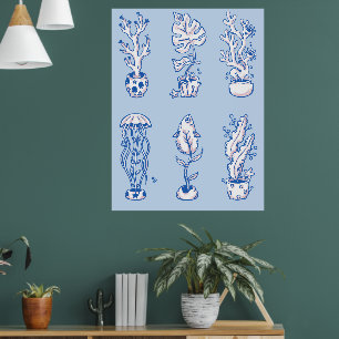 Poster Botânicos Oceânicos Surrealistas