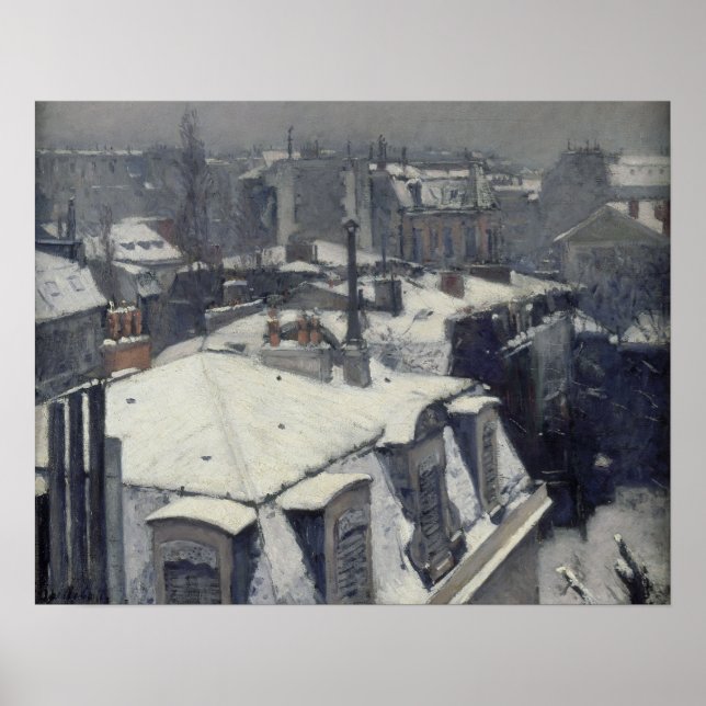 Poster Botão-De-Caille - Telhados Na Neve (Efeito Da Neve (Frente)