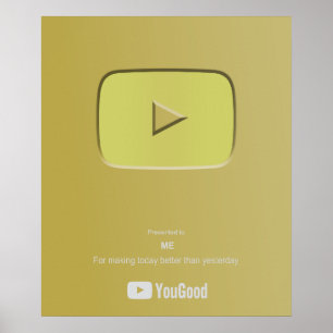 Poster Botão de jogo Dourado youtube