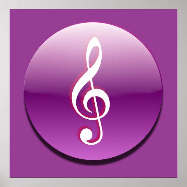 Poster Botão de Treble Clave Violeta (Frente)