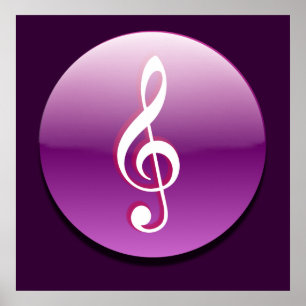 Pôster Botão violeta do Clef de triplo