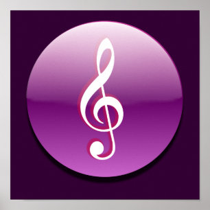 Pôster Botão violeta do Clef de triplo