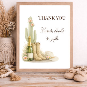 Poster Botas & Bubbly Tema Western Cartões Livros e Prese