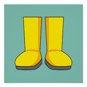 Pôster Botas de Borracha Amarela para Chuva