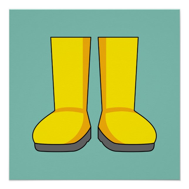 Pôster Botas de Borracha Amarela para Chuva (Frente)