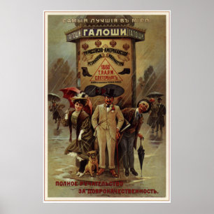 Pôster Botas de borracha das melhores galocha. 1900