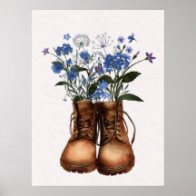 Botas de caminhada Blue Wildflower ao ar livre 