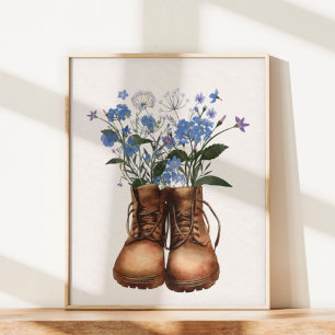Poster Botas de caminhada Blue Wildflower Outdoor 