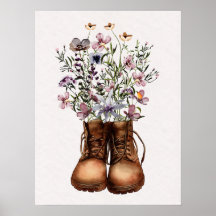 Botas de Caminhada Roxas de Flores Silvestres ao A