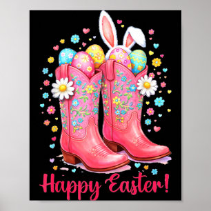 Poster Botas de cowgirl ocidentais dia feliz da páscoa co