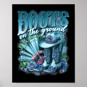 Poster Botas de Linedance de Cowgirl Cowboy Western Retrô