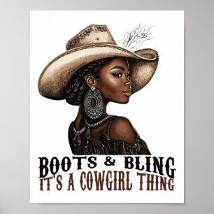 Poster Botas e Brilho É Coisa de Cowgirl Western Country