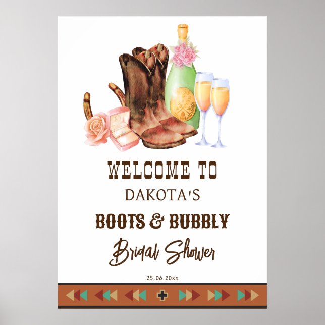 Poster Botas e espumante bem-vinda cowgirl brunch  (Frente)