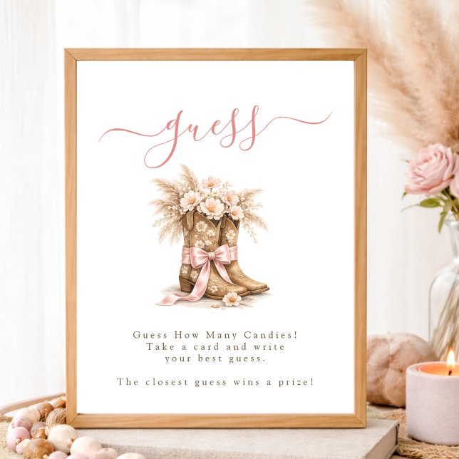 Poster Botas Florais Boho Chuvinha de Bebê Menina Adivinh (Criador carregado)