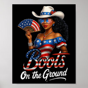 Poster Botas No Chão 4 De Julho Bandeira Ocidental Cowgi