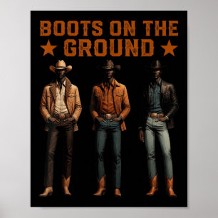 Poster Botas No Chão Rodeio Western Cowboys Negros Quadra
