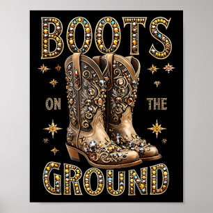 Poster Botas No Ground Black Cowgirl Western Onde