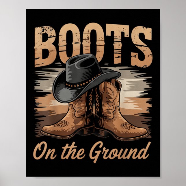 Poster Botas No Terreno Da Linha Da Cowgirl Mulheres Danç (Frente)