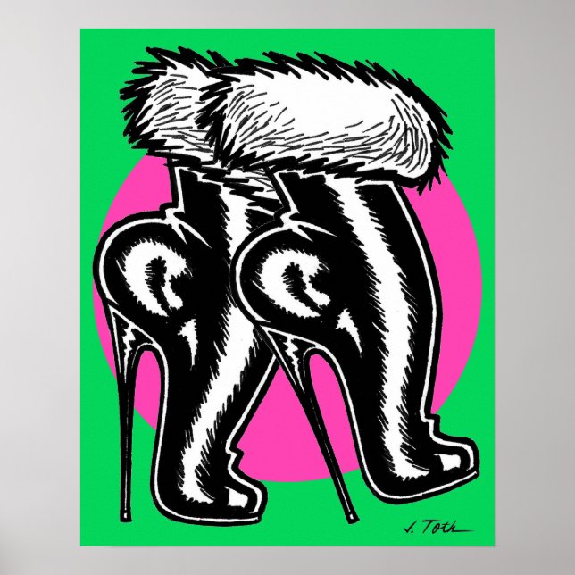 Poster Botas Vana DeVinyl™/Fun-Fur de salto alto (Frente)
