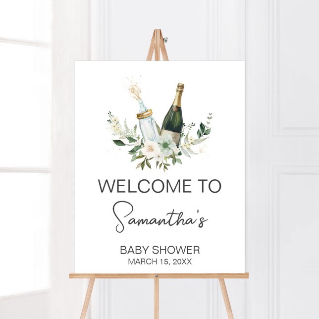 Poster Botas-vindas Chá de fraldas de Poppin (Poppin' Bottles Baby Shower Welcome Sign)