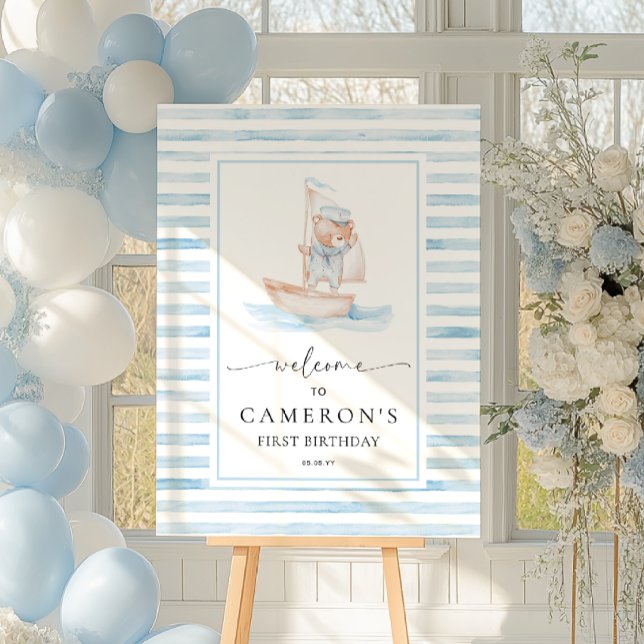 Poster Bote de varejo Blue Stripe bem-vindo (Criador carregado)