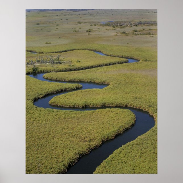 Poster Botswana, África. Arial vê rio Okavango. (Frente)