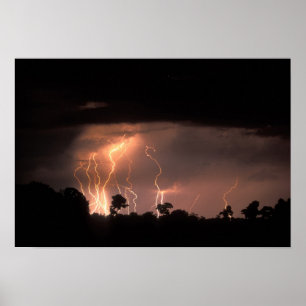 Pôster Botswana, Reserva de Caça Moremi, Relâmpagos