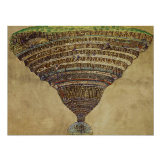 Pôster Botticelli - Mapa da Carte de l'Enfer do Inferno