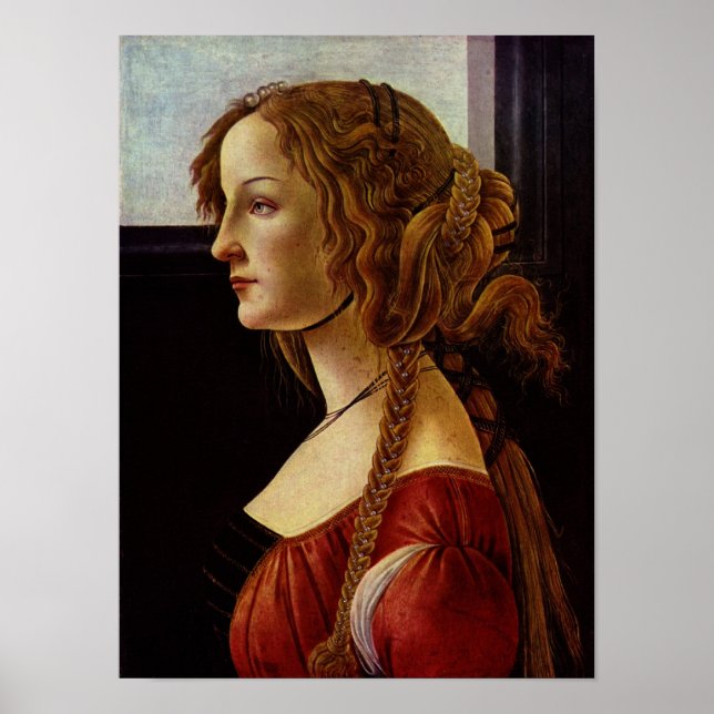Pôster Botticelli-Retrato de Simonetta Vespucci (Frente)