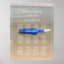 Poster Bottle On Beach Sand Wedding Seating Chart