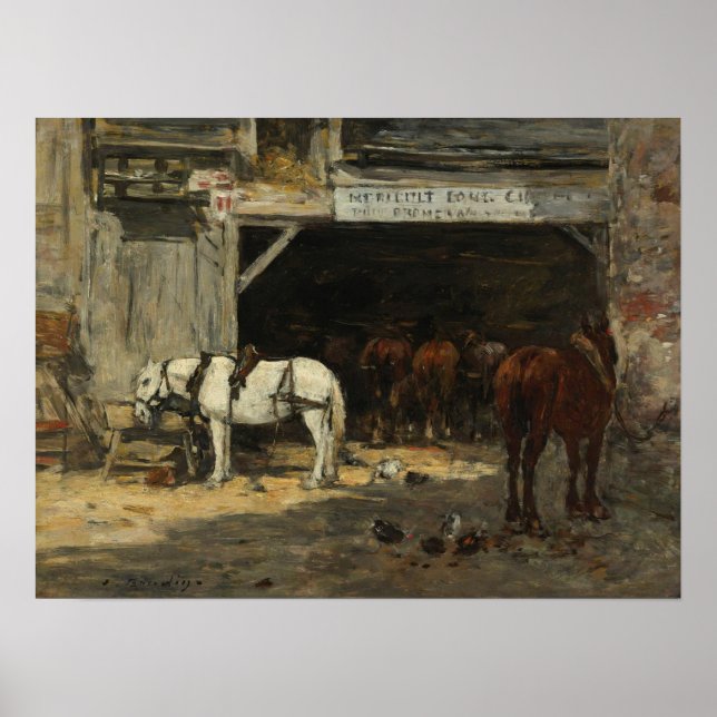 Poster Boudin - Estábulos Com Cavalos Para Alugar (Frente)