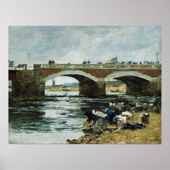 Poster Boudin - Laundresses Perto da Ponte 1883 (Frente)