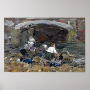Poster Boudin - Laundresses Perto da Ponte 1885