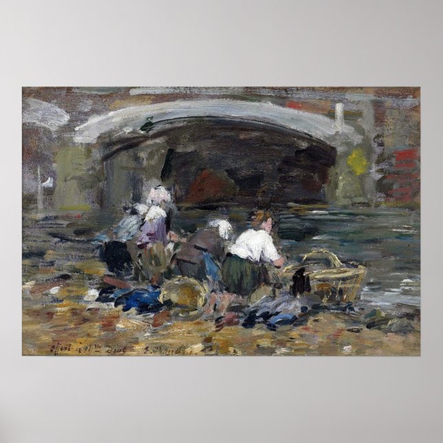 Poster Boudin - Laundresses Perto da Ponte 1885 (Frente)