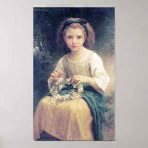 Pôster Bouguereau - Enfant Tressant une Couronne