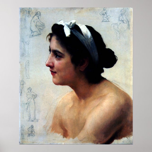 Pôster Bouguereau - Étude d'une Femme, Offrande à l'Amour (Frente)