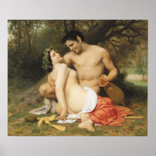 Pôster Bouguereau - Faune e Bacchante