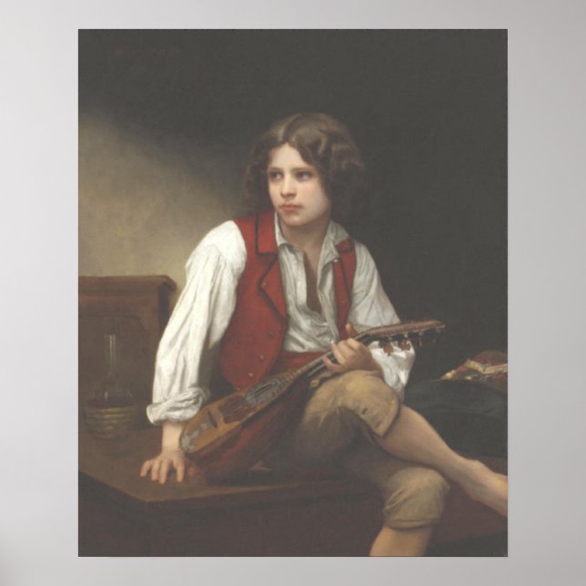 Pôster Bouguereau - Italien à la Mandoline (Frente)