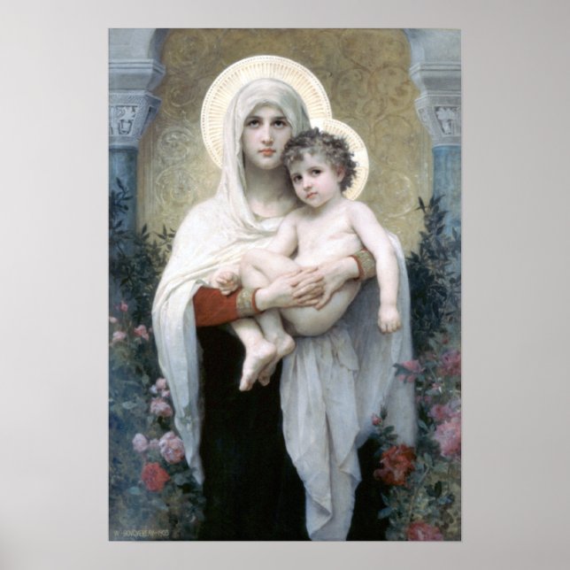 Pôster Bouguereau - La Madone aux Rosa (Frente)