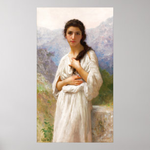 Poster Bouguereau L'Attente 1901 Linda mulher CC1206